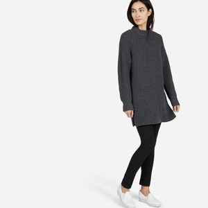 Everlane Waffle Knit Tunic Sweater Grey Small Wool